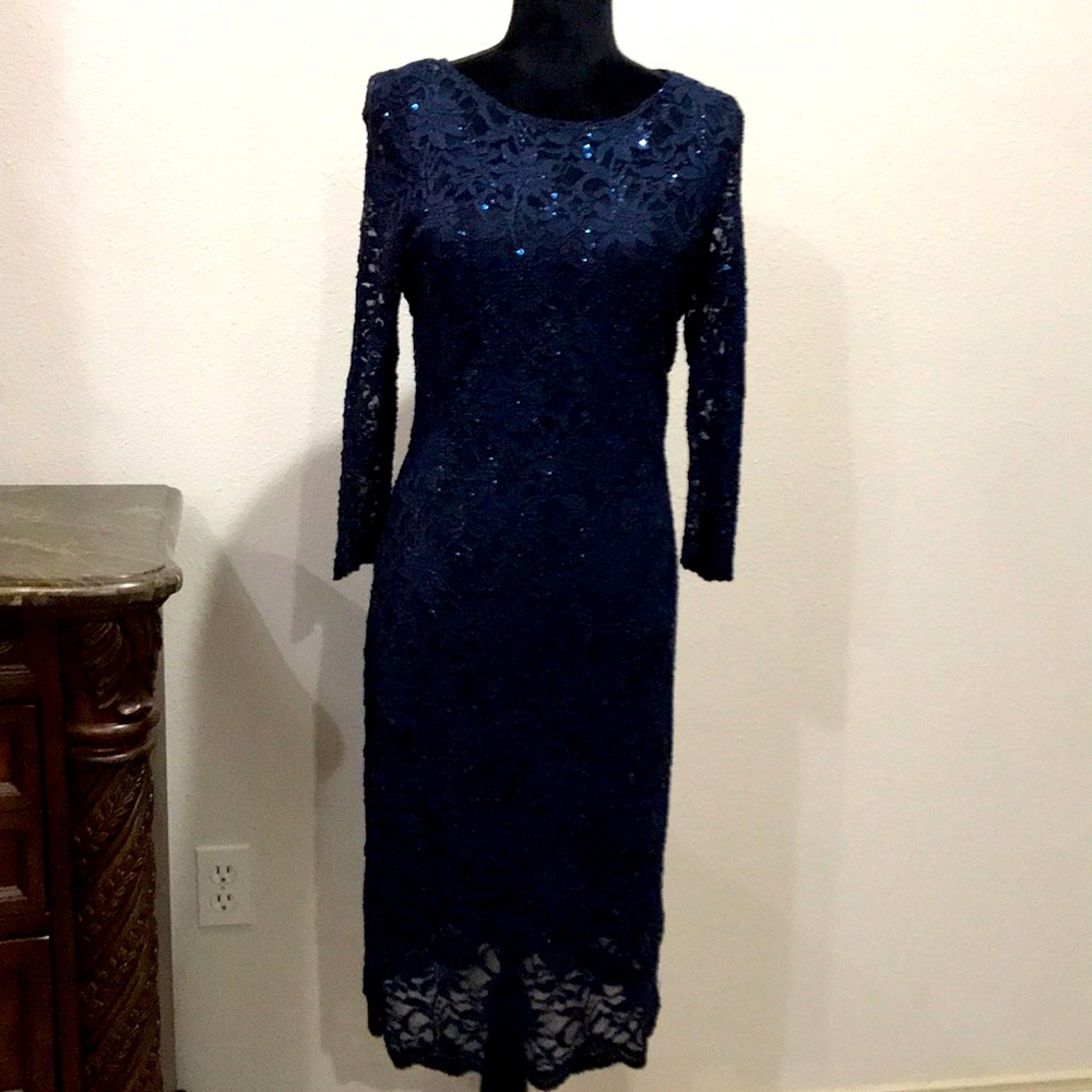 Navy Blue Sequin Lace